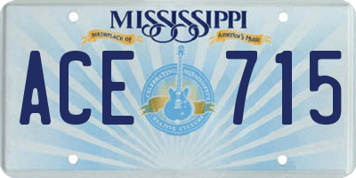 MS license plate ACE715