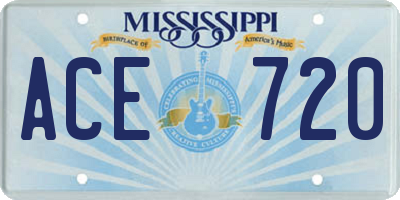 MS license plate ACE720