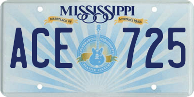 MS license plate ACE725