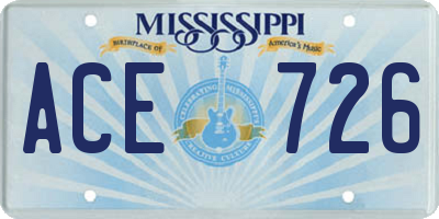 MS license plate ACE726