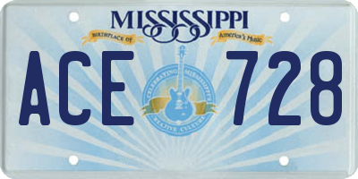 MS license plate ACE728