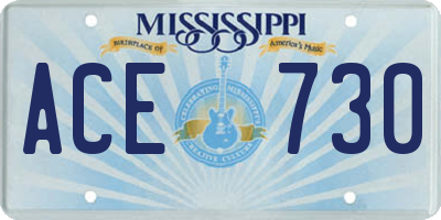 MS license plate ACE730