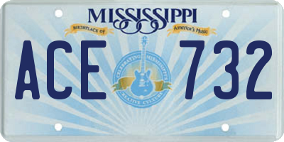 MS license plate ACE732