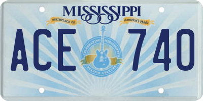 MS license plate ACE740