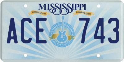 MS license plate ACE743