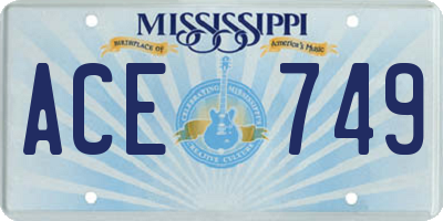 MS license plate ACE749