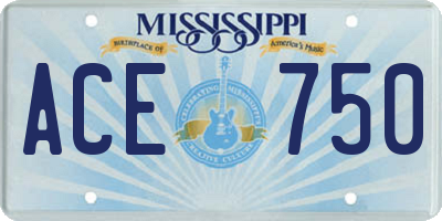 MS license plate ACE750