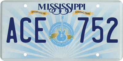 MS license plate ACE752