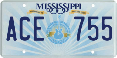 MS license plate ACE755