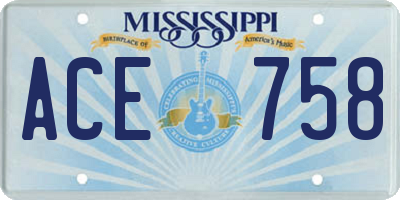 MS license plate ACE758