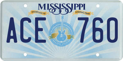 MS license plate ACE760