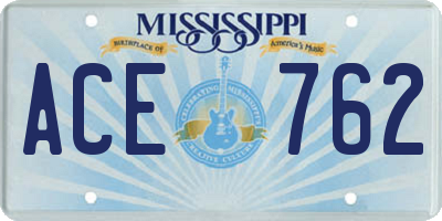 MS license plate ACE762