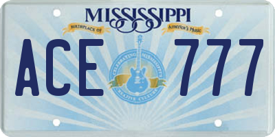 MS license plate ACE777