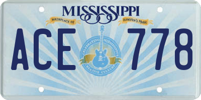 MS license plate ACE778
