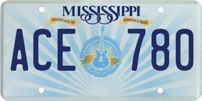 MS license plate ACE780