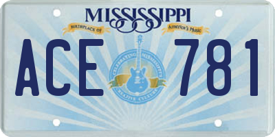 MS license plate ACE781