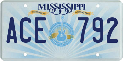 MS license plate ACE792