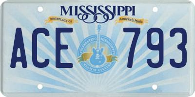 MS license plate ACE793