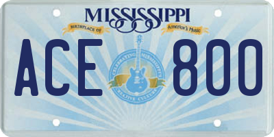 MS license plate ACE800