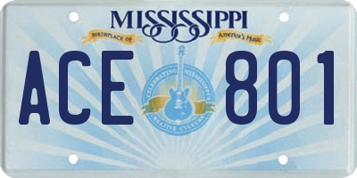 MS license plate ACE801