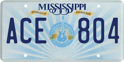 MS license plate ACE804