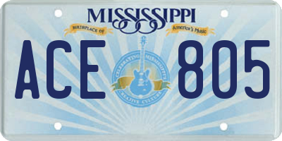 MS license plate ACE805