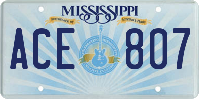 MS license plate ACE807