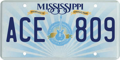 MS license plate ACE809