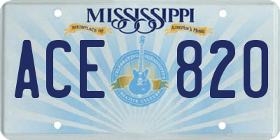 MS license plate ACE820