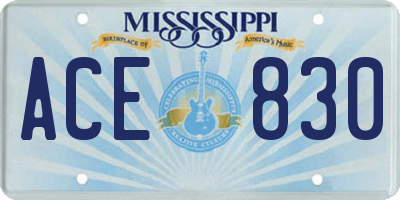 MS license plate ACE830