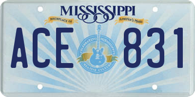 MS license plate ACE831