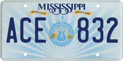 MS license plate ACE832