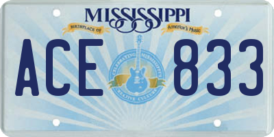 MS license plate ACE833