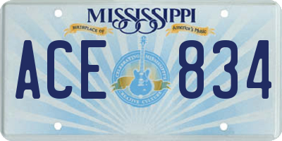 MS license plate ACE834