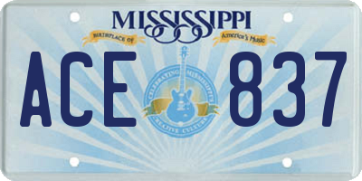 MS license plate ACE837