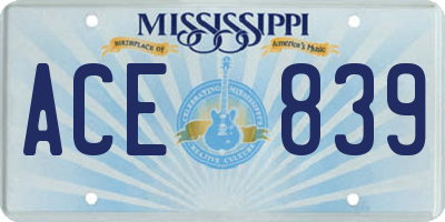 MS license plate ACE839