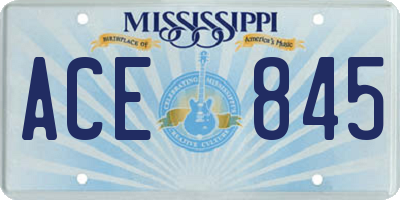 MS license plate ACE845