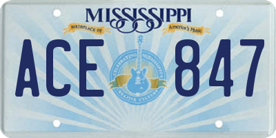 MS license plate ACE847