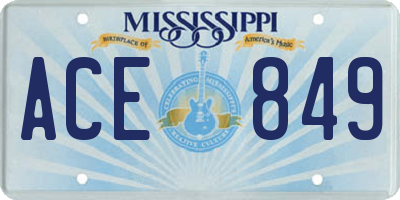 MS license plate ACE849