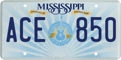 MS license plate ACE850