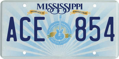 MS license plate ACE854