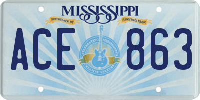 MS license plate ACE863