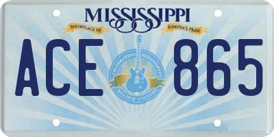 MS license plate ACE865
