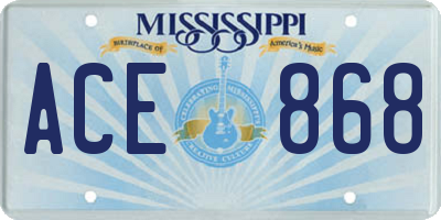 MS license plate ACE868