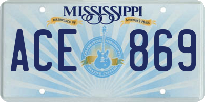 MS license plate ACE869