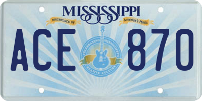MS license plate ACE870