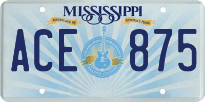 MS license plate ACE875