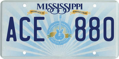 MS license plate ACE880