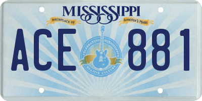 MS license plate ACE881