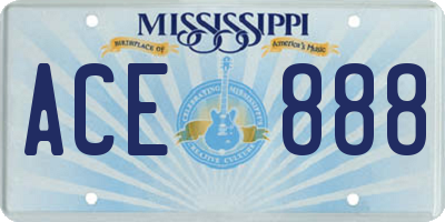 MS license plate ACE888